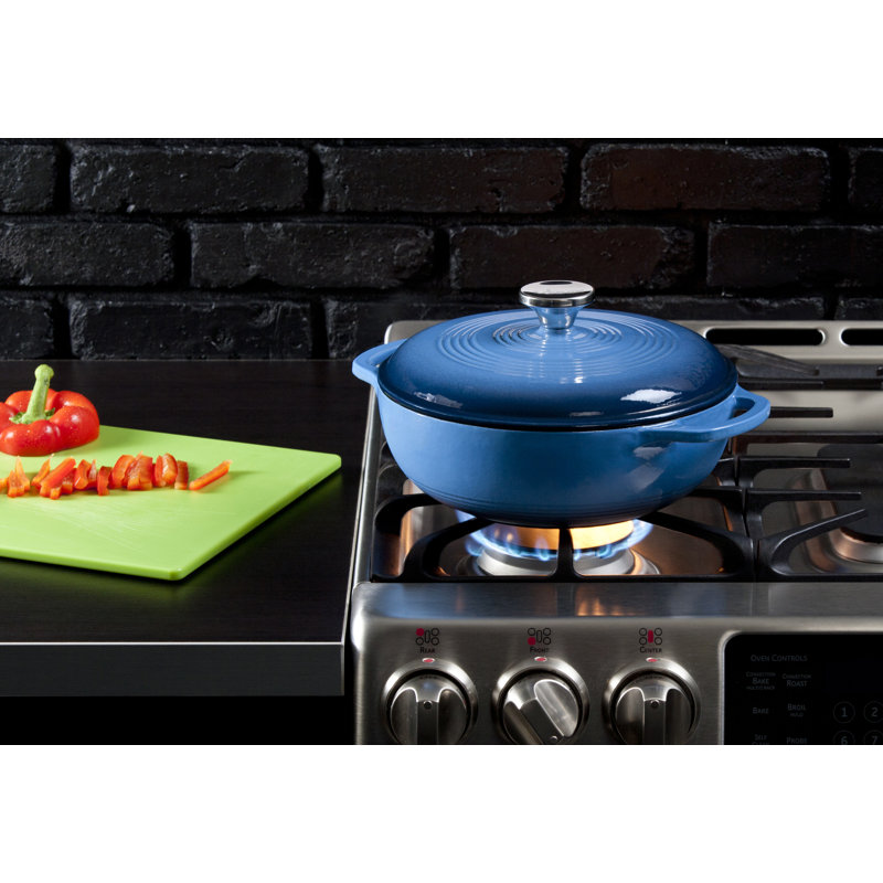 Blue 3 Quart Enameled Cast Iron Dutch Oven with Lid