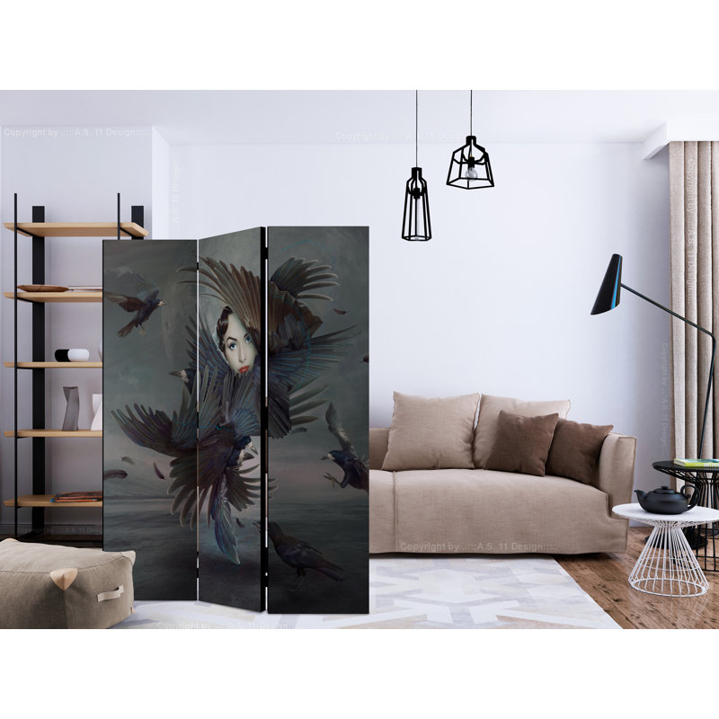 Gresa 135cm W x 172cm H 3 - Panel Solid Wood Folding Room Divider