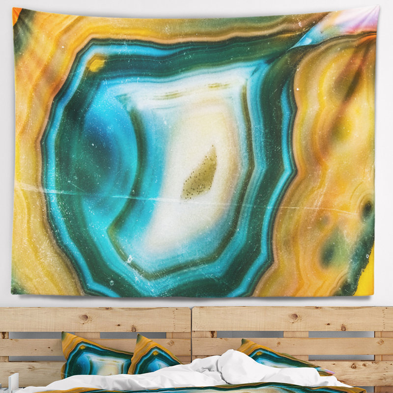 Tapisserie de motif agate coloré en polyester avec accessoires suspendus inclus, H 50 po x l 60 po