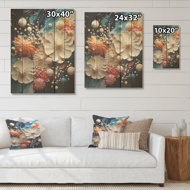 Seacreature Reflections I - coquillage sur bois de pin naturel, H 40 po x l 30 po