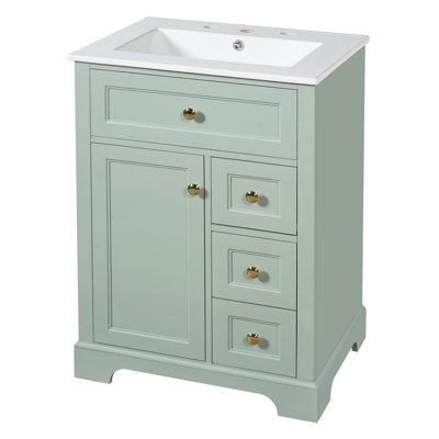 Meuble-lavabo de salle de bain avec lavabo, 3 tiroirs, rangement pour armoire, fermeture en douceur