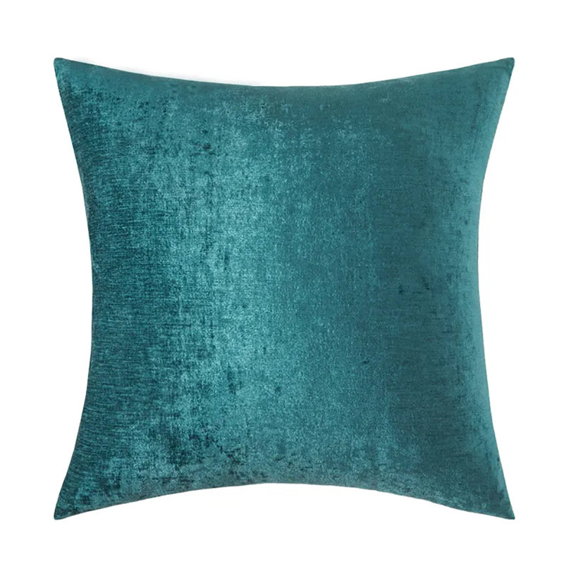 Housse de coussin en chenille (insert inclus), Bleu sarcelle, H 20 po x l 20 po