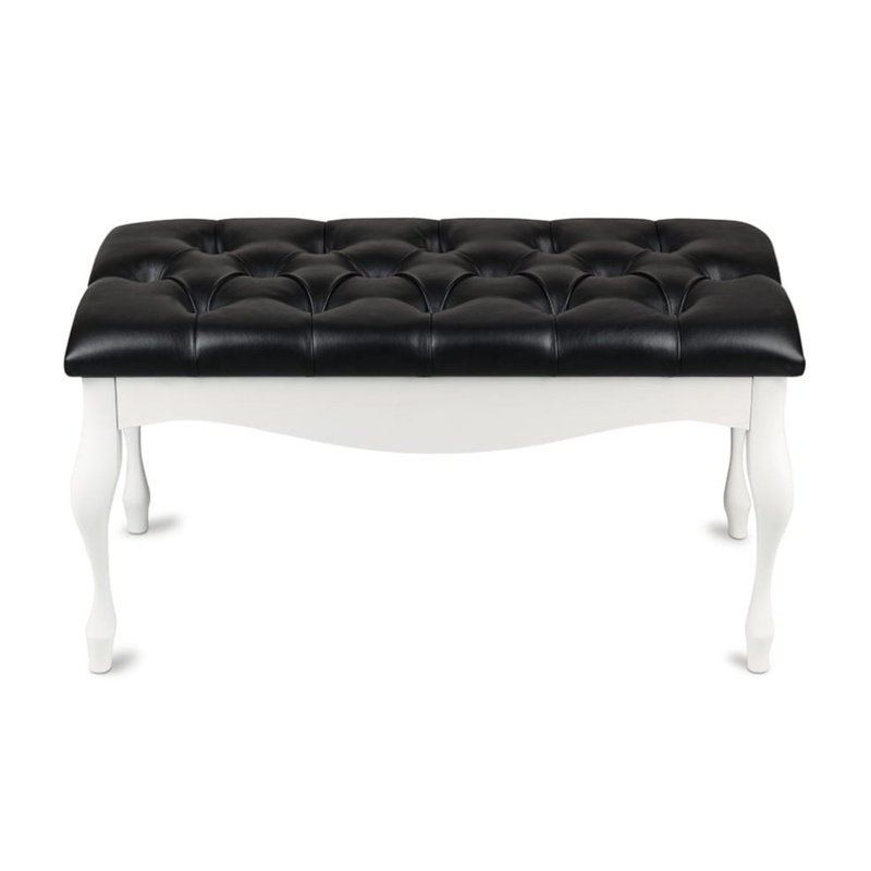 Faux Leather Upholstered Bench, Black/White