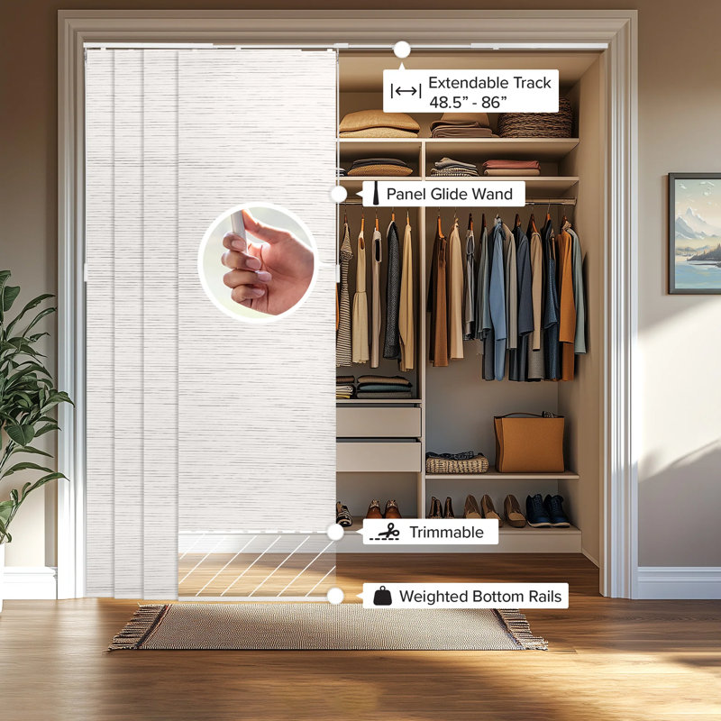 Adjustable Panel Track Blinds, Light Filtering, Beige