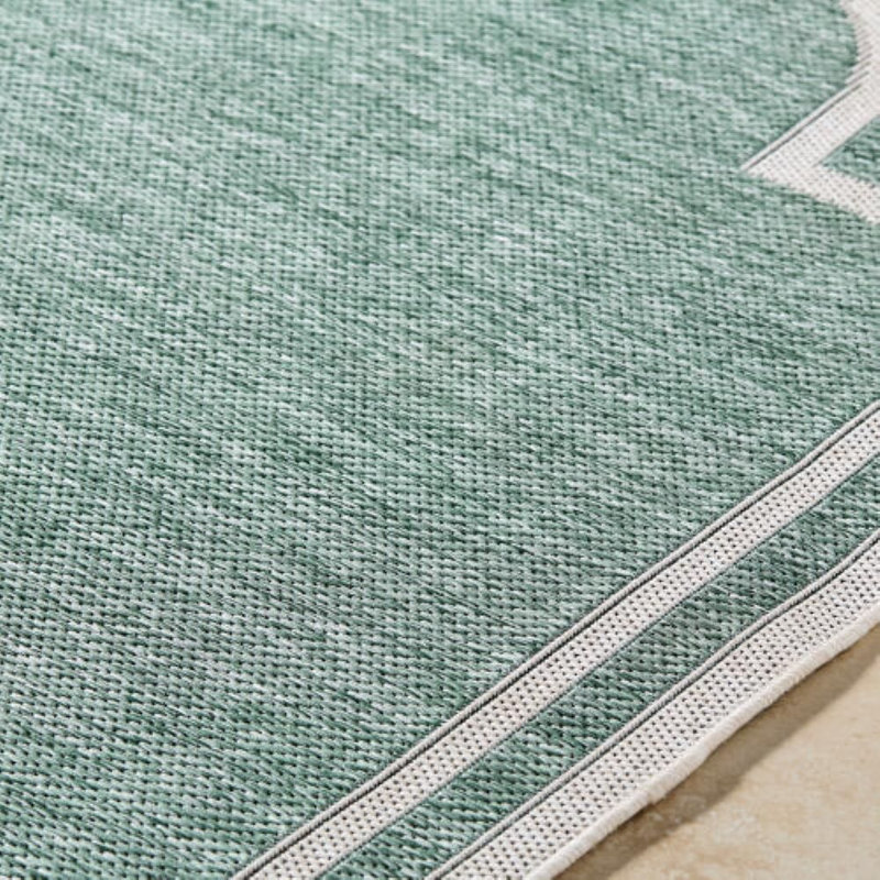 Tapis tissé à la machine Skiles, Green/Cream, Tapis de couloir 2 pi 7 po x 7 pi 3 po