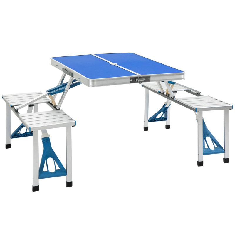 Table de pique-nique pliante avec trou pour parasol Outsunny