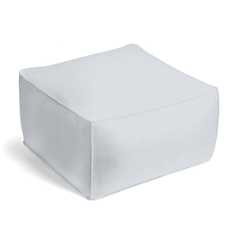 Upholstered Pouf, Opal Linen Blend/Rayon/Viscose