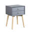 Table d'appoint Mid-Century moderne grise, table de chevet avec 2 tiroirs et pieds en bois d'hévéa: armoire de rangement pour la chambre à coucher ou le salon