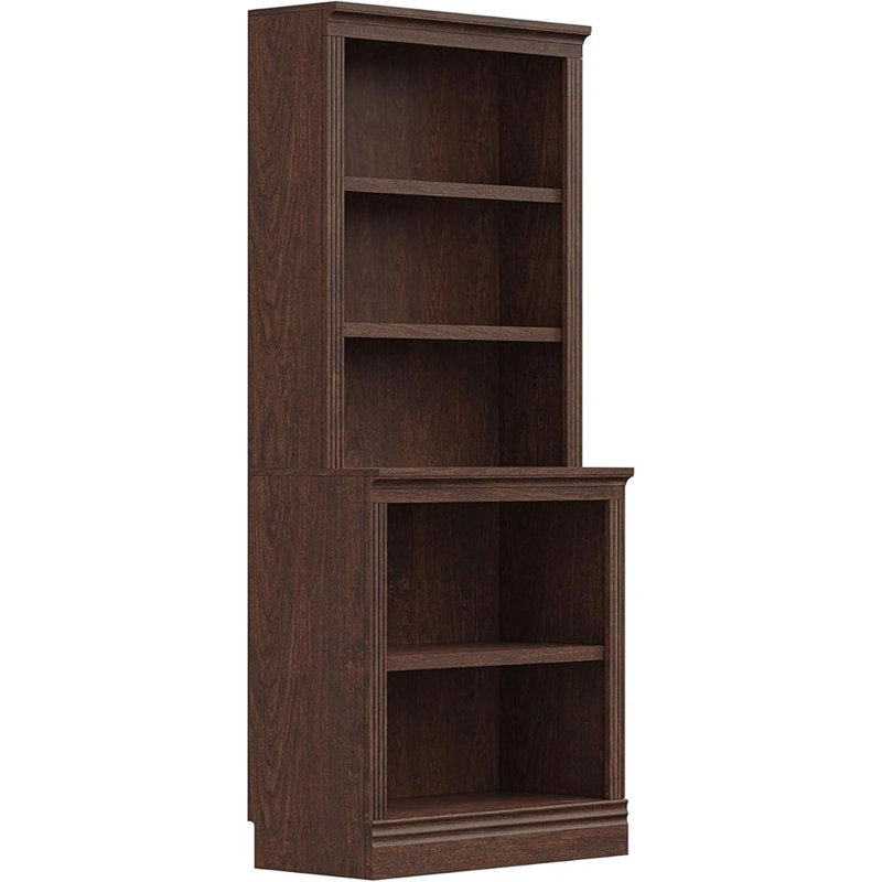 Bibliothèque multi-profondeur cerise foncée, étagère ouverte réglable pour le rangement et la présentation de la maison ou du bureau
