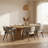 7-Piece Dining Table Set, Seats 6, 82.7" Superellipse Oak Table & 6 Open-Arc Back Grey Dining Chairs