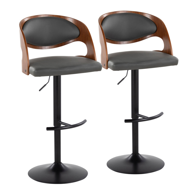 Tabouret Arabelle, Noir / Acajou, Gris