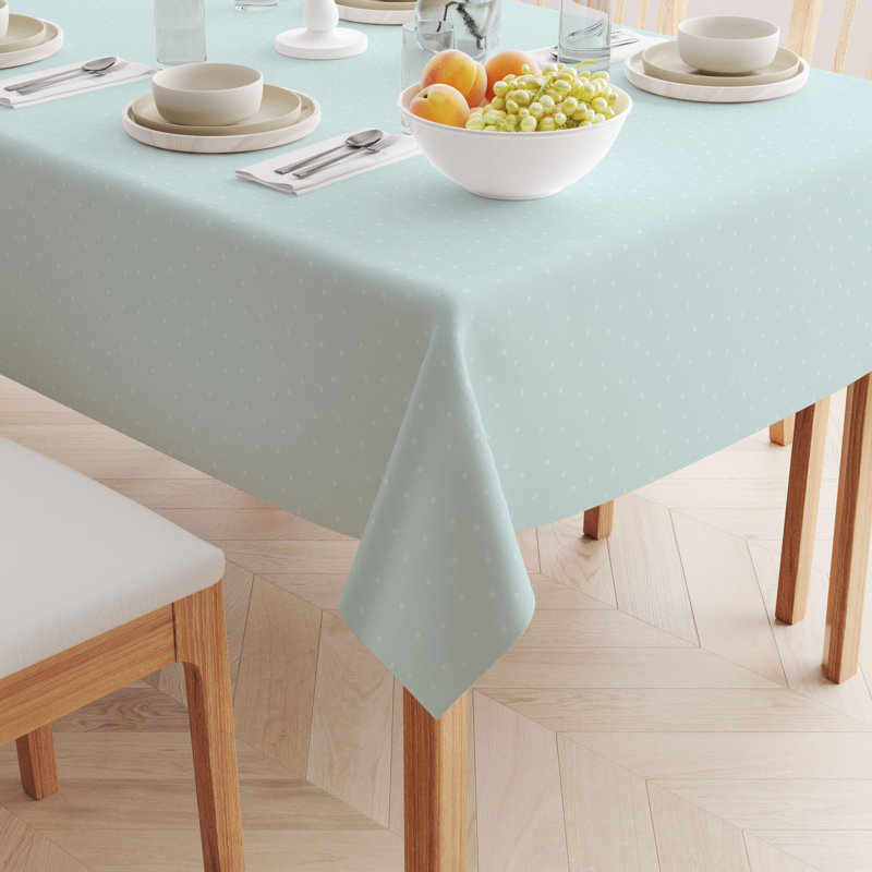 Rectangular Polka Dots Cotton Twill Tablecloth
