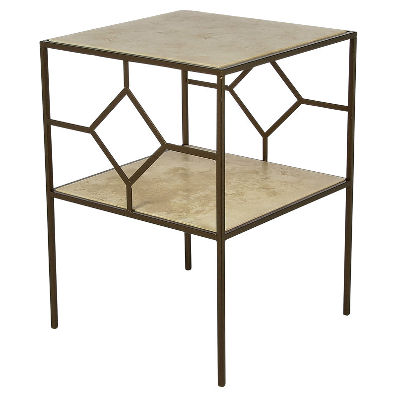 Birmingham End Table with Storage, Lite Travertine