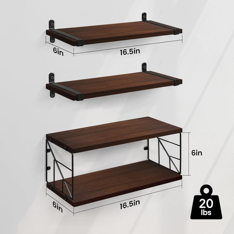 Étagères de salle de bain au-dessus des tablettes flottantes de la toilette, Brun