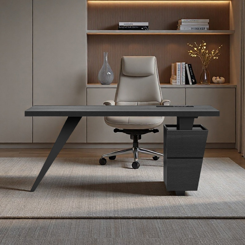 Bureau avec multiprise pour tiroir domestique, H 29,53 po x l 62,99 po x P 31,5 po