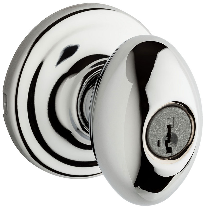 Laurel Keyed Entry Knob featuring SmartKey Security, Polished Chrome