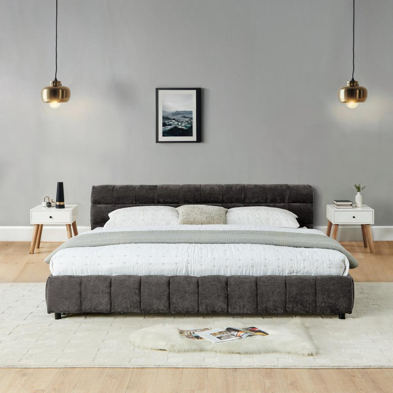 Très grand lit tapissier , Gris foncé