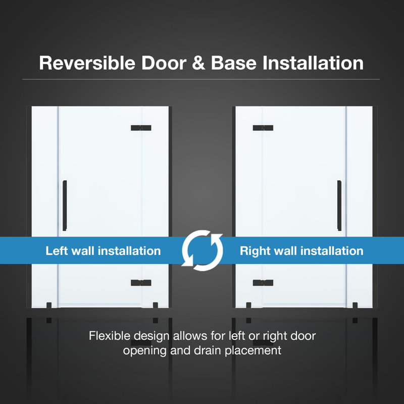 OVE Decors Tampa 48 In. W X 36 In. D X 74 3/4 In. H Corner Frameless Pivot Hinge Shower Door Kit In  With Base Pan, 2025