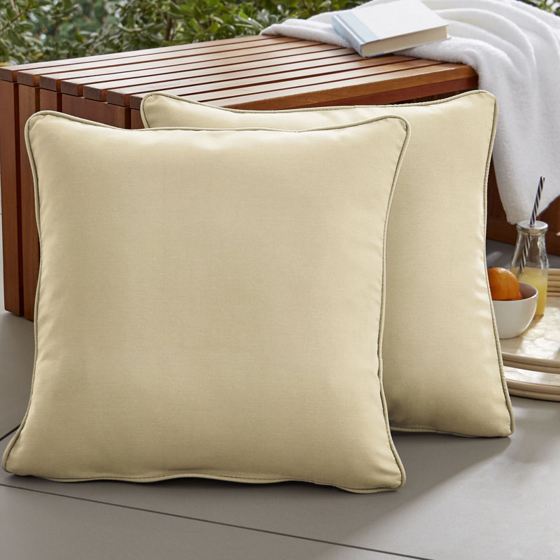 Erika Outdoor Reversible Throw Pillow, Canvas Natural, 22"H x 22"W