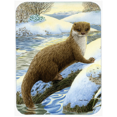 Caroline's Treasures Otter on the Bank Glass Cutting Board