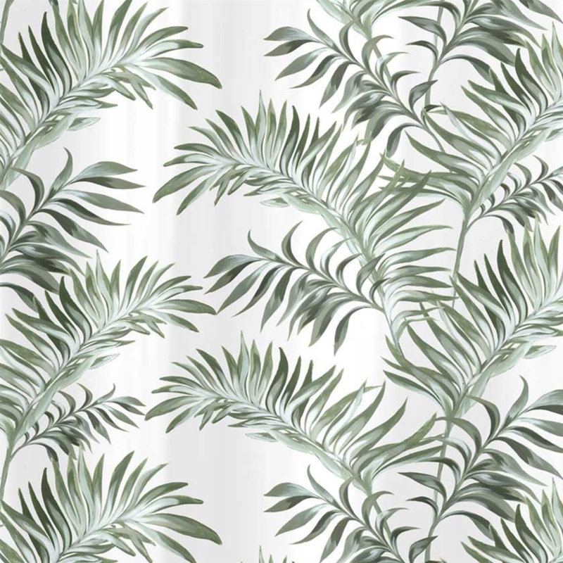 Leaf White PEVA Shower Curtain