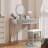 Luxury Vanity Desk With Round Mirror, Height-Adjustable, Stylish Dressing Table Set, 4 Drawers Stool, Silver