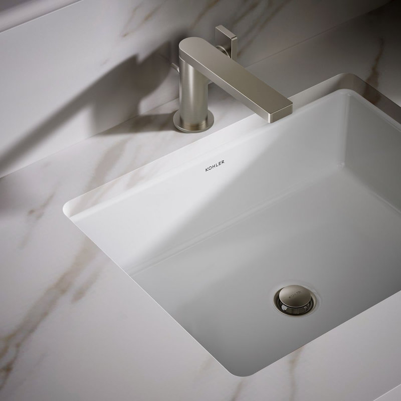 Verticyl Rectangular Undermount Bathroom Sink with Overflow, Biscuit