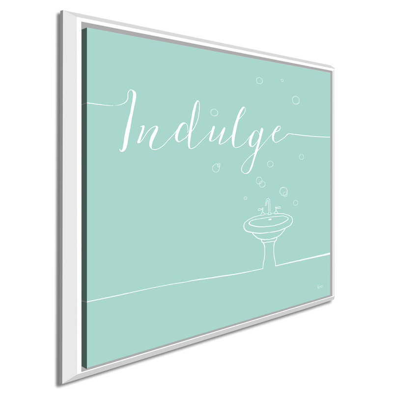 «Underline Bath VII Teal», art textuel, H 39,5 po x l 39,5 po x P 2 po, Cadre flottant blanc