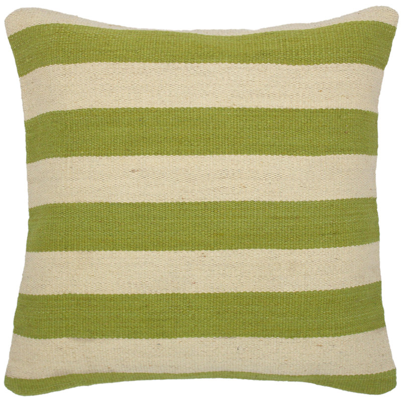 Housse et insert de coussin en laine Modern Kilim, Vert / beige