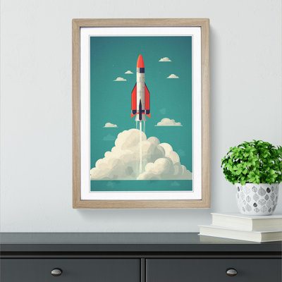 Rocket Minimalism No.2 - Single Picture Frame Print on Wood