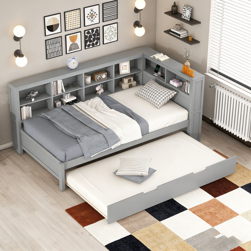 Wooden Twin Size DayBed with Twin Size, Gray