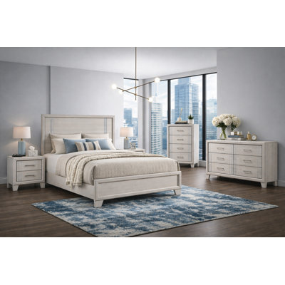 Classic Panel Bedroom Set in Cream Finish