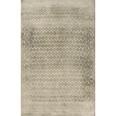 Decorative Light Gray Color Allover Geometric Pattern Antique Agra Rug
