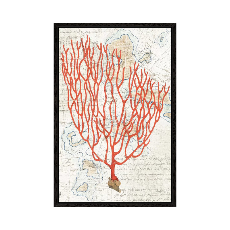 Textured Coral IV by Avery Tillmon - Print on Canvas, 66.04 cm H x 45.72 cm W, Black Floater Framed