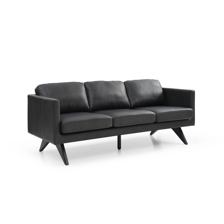 Mackey 82.25'' Square Arm Sofa Fabric: Faux Leather / Black