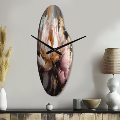 Horloge murale en marbre rose et pivoine V - horloges asymétriques
