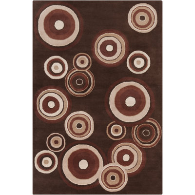 Tapis moderne en laine touffeté à la main brun, beige et rose clair Millwood