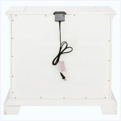 Vintage White 2-Drawer Nightstand with Dual USB Charging Ports