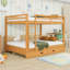 Grand lit superposé en bois avec échelle et lit gigogne simple TG-349651895