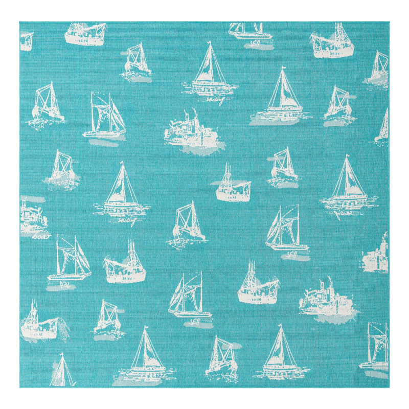 Indoor/Outdoor Coastal Area Rug, Square 10'