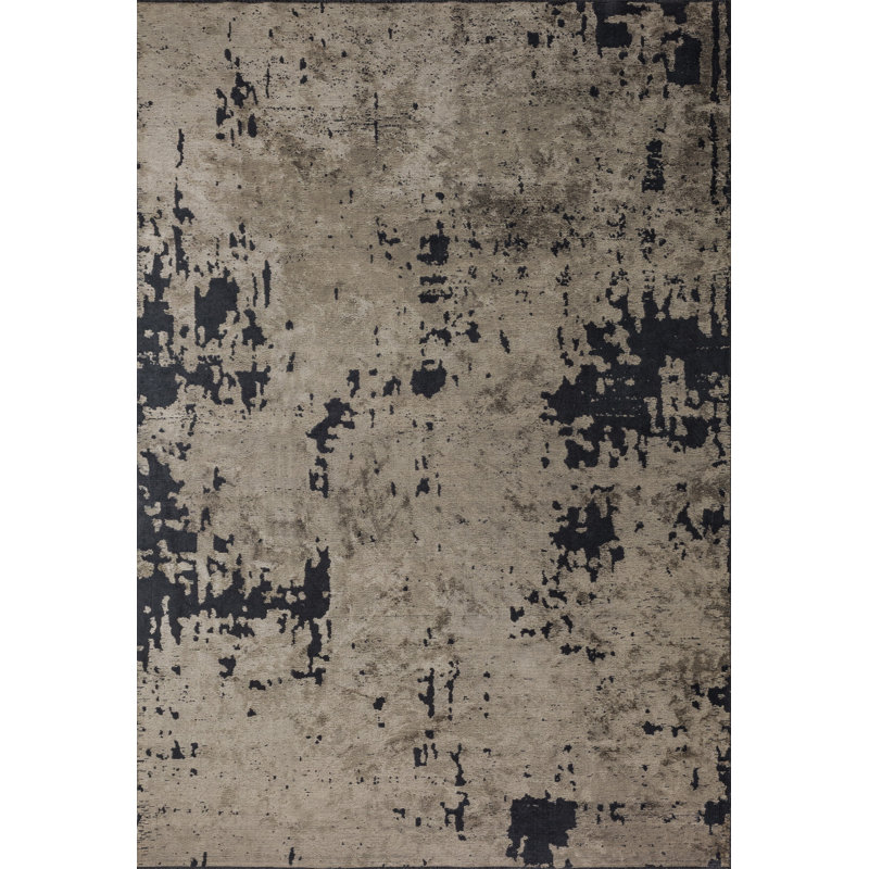Rapture Gray/Black Abstract Luxury Area Rug, Rectangle 7'10" x 11'2"