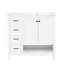 Meuble-lavabo blanc de 91 cm (36 po) avec lavabo, construction en bois massif, un meuble à deux portes, tiroirs, tablette ouverte, finition peinture à l'eau, assemblage requis.
