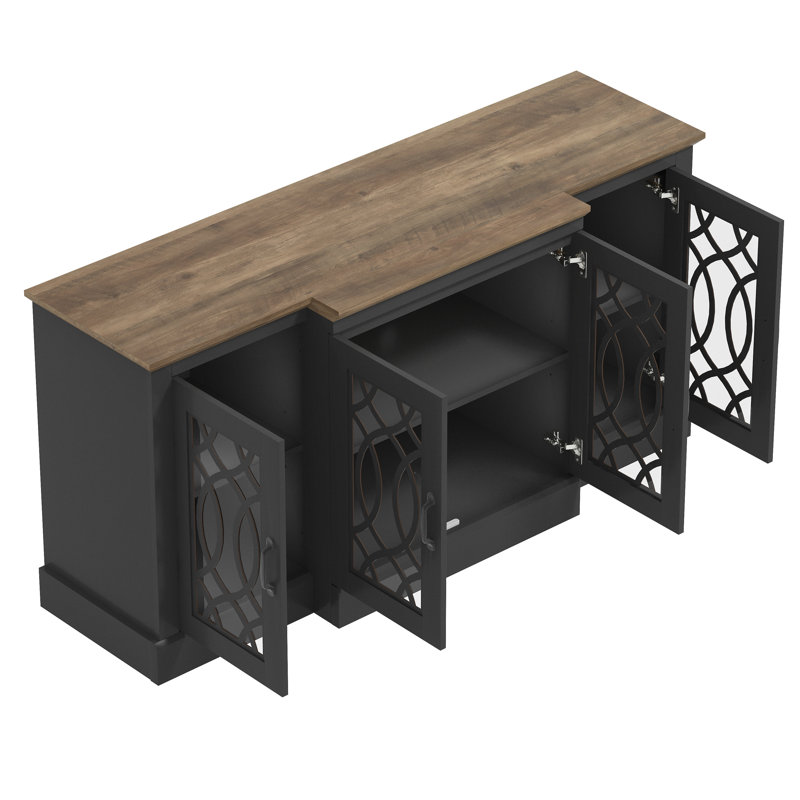 Ensemble de buffet 2 pièces Weddel Basilico, Knotty Oak, Noir