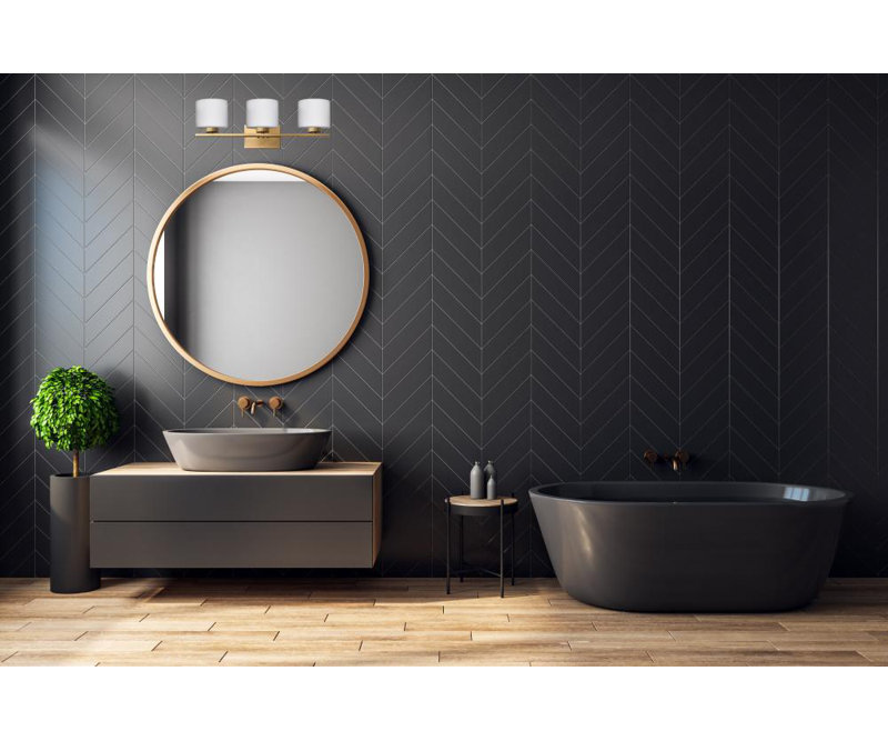 Éclairage pour meuble-lavabo avec verre délavé à l'acide Aimilios, Noir, 3