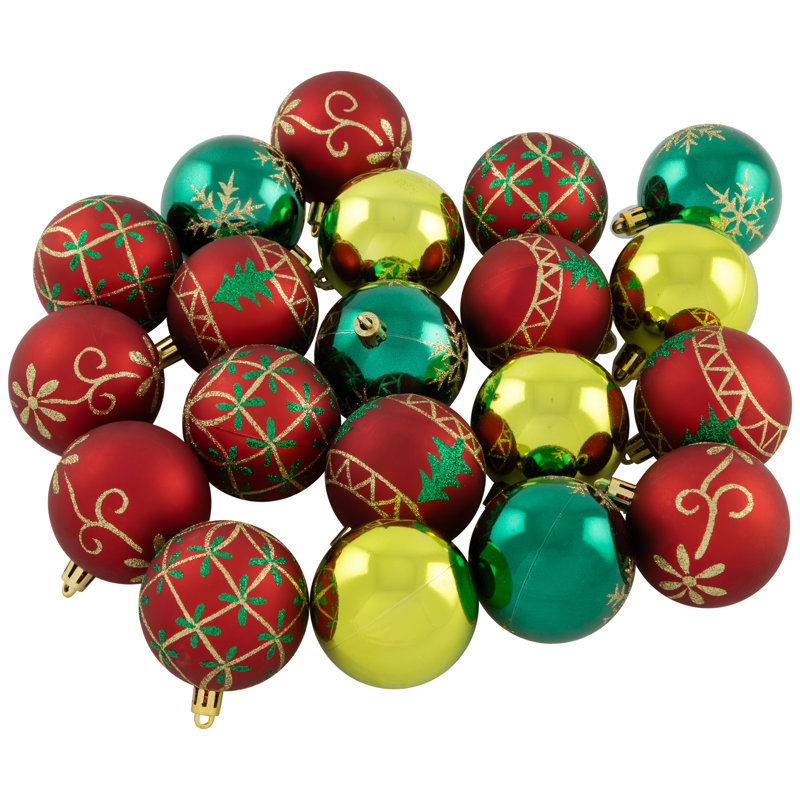 Ornements en forme de boule de Noël incassable et arbres - 2,25 po (58 mm) - 60 carats