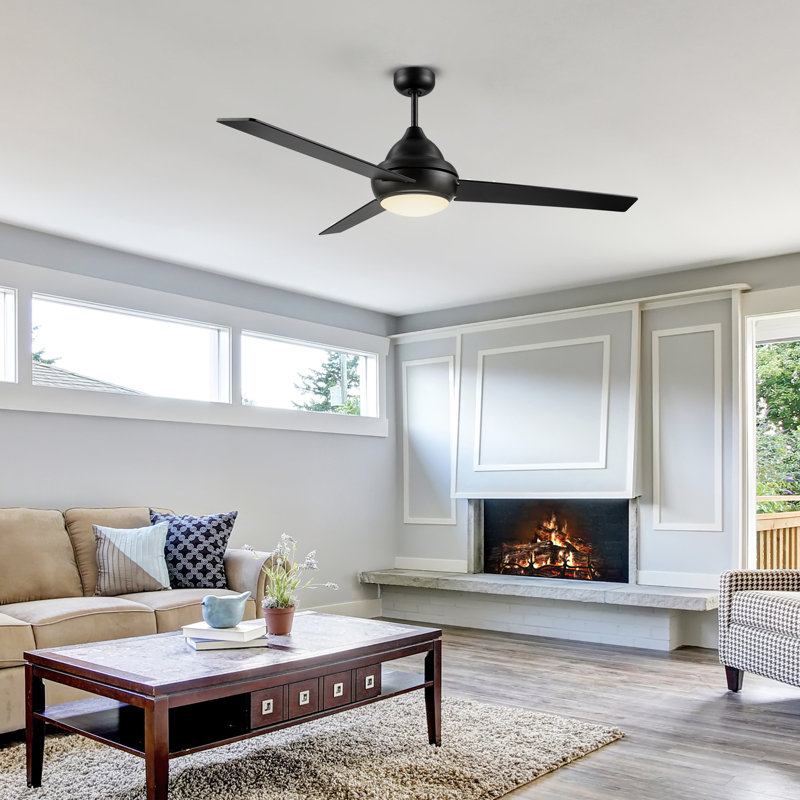 Kylier 52'' Ceiling Fan with LED Lights, Black