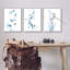 Aesthetic Minimalist Blue Botanical Floral Design par Albert Koetsier - Ensemble de 3 peintures-70553023-70553021