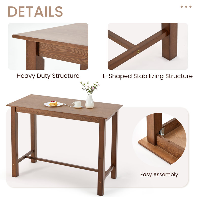 36" Height Solid Wood Dining Table