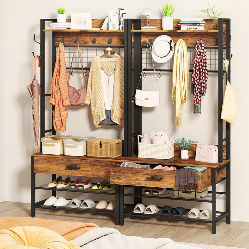 Califano Hall Tree 31.5'' Wide with Bench and Shoe Storage