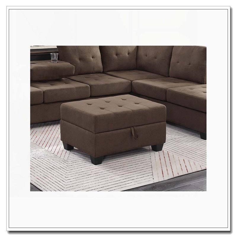 Repose-pieds de rangement moderne avec dessus capitonné, Chocolat